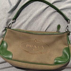 Prada Jacquard Moro Corda Olive Green Shoulder Bag